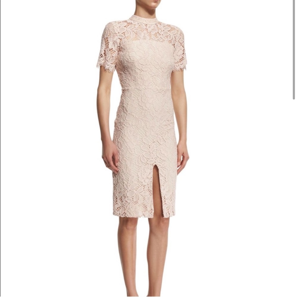 ALEXIS midi dress laced floral pink sheath bodycon nude formal wedding prom boho - Picture 3 of 14